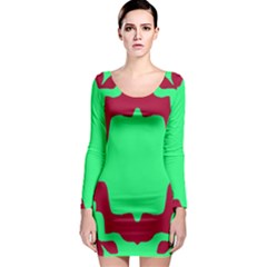 Red And Green Color Block Long Sleeve Bodycon Dress by FunDressesShop