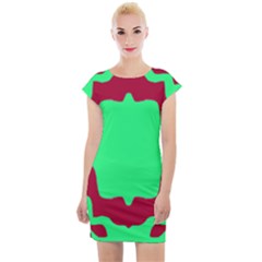 Red And Green Color Block Cap Sleeve Bodycon Dress by FunDressesShop