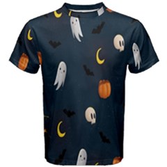 Halloween Ghost Pumpkin Bat Skull Men s Cotton Tee by artworkshop