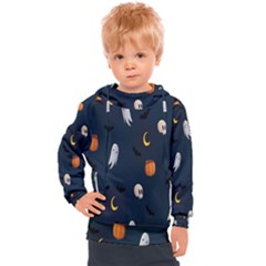 Halloween Ghost Pumpkin Bat Skull Kids  Hooded Pullover by artworkshop