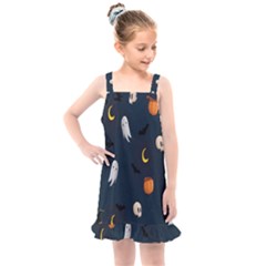 Halloween Ghost Pumpkin Bat Skull Kids  Overall Dress by artworkshop