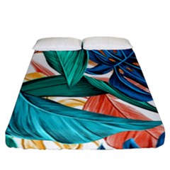 Leaves Tropical Exotic Fitted Sheet (california King Size) by artworkshop