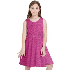 Pink Leather Leather Texture Skin Texture Kids  Skater Dress by artworkshop