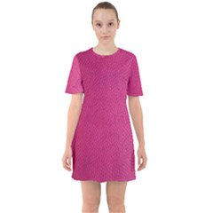 Pink Leather Leather Texture Skin Texture Sixties Short Sleeve Mini Dress by artworkshop