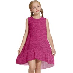 Pink Leather Leather Texture Skin Texture Kids  Frill Swing Dress by artworkshop