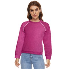 Pink Leather Leather Texture Skin Texture Women s Long Sleeve Raglan Tee