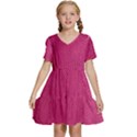 Pink Leather Leather Texture Skin Texture Kids  Short Sleeve Tiered Mini Dress View1