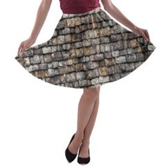 Wall Stone Wall Brick Wall Stoneworks Masonry A-line Skater Skirt by artworkshop