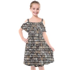 Wall Stone Wall Brick Wall Stoneworks Masonry Kids  Cut Out Shoulders Chiffon Dress by artworkshop