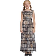 Wall Stone Wall Brick Wall Stoneworks Masonry Kids  Satin Sleeveless Maxi Dress by artworkshop