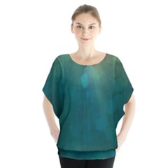 Background Green Batwing Chiffon Blouse