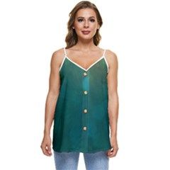 Background Green Casual Spaghetti Strap Chiffon Top