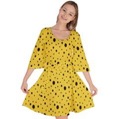 Polkadot Yellow Velour Kimono Dress by nate14shop