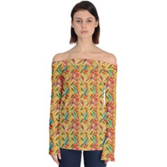 Pattern Off Shoulder Long Sleeve Top by nate14shop