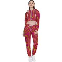 Pattern Pink Cropped Zip Up Lounge Set by nate14shop