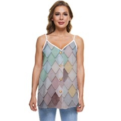 Tiles-shapes Casual Spaghetti Strap Chiffon Top