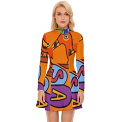 Graffiti 1 Long Sleeve Velour Longline Dress