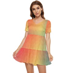 Colorful Rainbow Tiered Short Sleeve Babydoll Dress by artworkshop