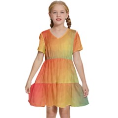 Colorful Rainbow Kids  Short Sleeve Tiered Mini Dress