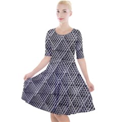 Grid Wire Mesh Stainless Rods Metal Quarter Sleeve A-line Dress by artworkshop