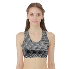 Grid Wire Mesh Stainless Rods Metal Sports Bra With Border by artworkshop