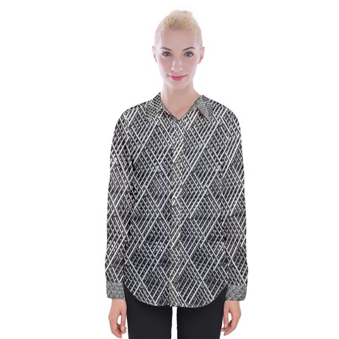 Grid Wire Mesh Stainless Rods Metal Womens Long Sleeve Shirt by artworkshop