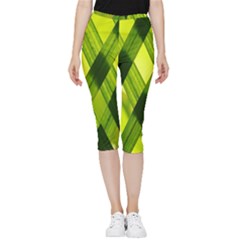 Leaves Grass Woven Inside Out Lightweight Velour Capri Leggings 