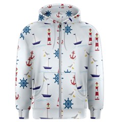 Lighthouse Sail Boat Seagull Men s Zipper Hoodie by artworkshop