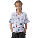 Lighthouse Sail Boat Seagull Kids  V-Neck Horn Sleeve Blouse View1