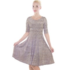 Textile Jute Brown Quarter Sleeve A-line Dress by artworkshop