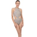 Textile Jute Brown Halter Side Cut Swimsuit View1