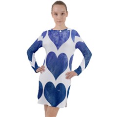 Valentin Heart  Love Long Sleeve Hoodie Dress by artworkshop