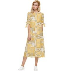 Background Abstract Bow Sleeve Chiffon Midi Dress by nate14shop