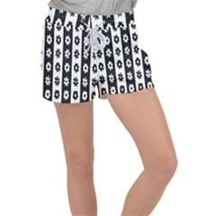 Black-and-white-flower-pattern-by-zebra-stripes-seamless-floral-for-printing-wall-textile-free-vecto Velour Lounge Shorts by nate14shop