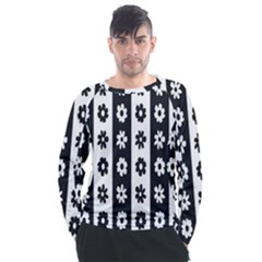 Black-and-white-flower-pattern-by-zebra-stripes-seamless-floral-for-printing-wall-textile-free-vecto Men s Long Sleeve Raglan Tee