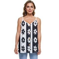 Black-and-white-flower-pattern-by-zebra-stripes-seamless-floral-for-printing-wall-textile-free-vecto Casual Spaghetti Strap Chiffon Top by nate14shop