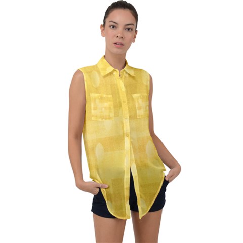 Digital-paper Sleeveless Chiffon Button Shirt by nate14shop