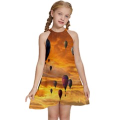 Emotions Kids  Halter Collar Waist Tie Chiffon Dress