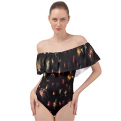 Fireworks- Off Shoulder Velour Bodysuit 