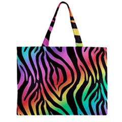 Rainbow Zebra Stripes Zipper Mini Tote Bag by nate14shop