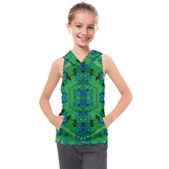 Vines Of Beautiful Flowers On A Painting In Mandala Style Kids  Sleeveless Hoodie by pepitasart