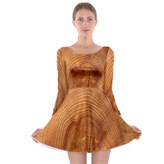 Annual Rings Tree Wood Long Sleeve Skater Dress by artworkshop