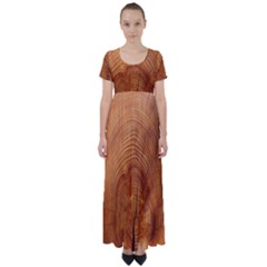 Annual Rings Tree Wood High Waist Short Sleeve Maxi Dress by artworkshop