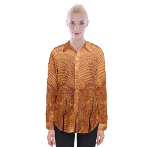 Annual Rings Tree Wood Womens Long Sleeve Shirt by artworkshop