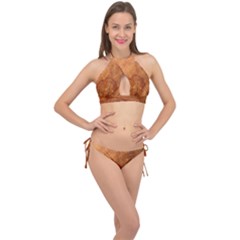 Annual Rings Tree Wood Cross Front Halter Bikini Set by artworkshop