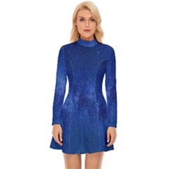 Milky Way Stars Night Sky Long Sleeve Velour Longline Dress