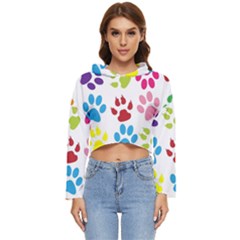 Paw Print Women s Lightweight Cropped Hoodie by artworkshop