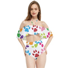 Paw Print Halter Flowy Bikini Set  by artworkshop