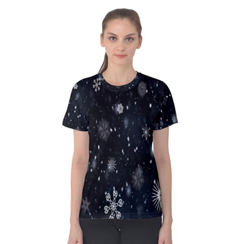 Snowflakes Snow Women s Cotton Tee by artworkshop