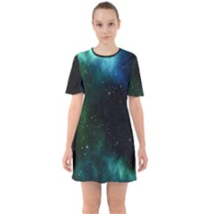 Stars Sky Space Sixties Short Sleeve Mini Dress by artworkshop